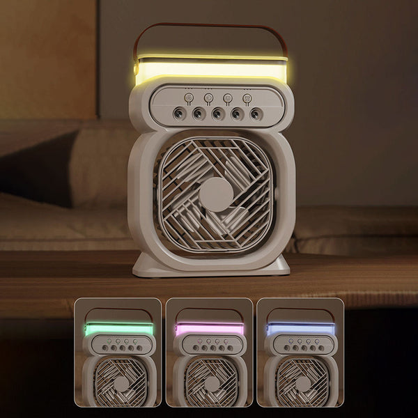 3 In 1 Portable  LED Night Lights 3 Speeds Humidifier Fan