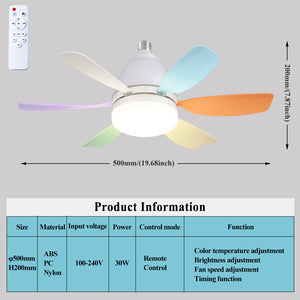 Rgb Living Room Ceiling Fan Lamps Simple Modern Bedroom