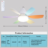 Rgb Living Room Ceiling Fan Lamps Simple Modern Bedroom