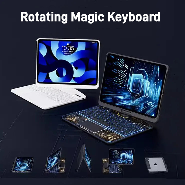 360 Swivel Keyboard Clear Case For IPad