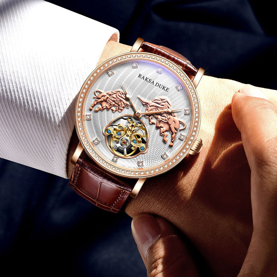 Diamond-embedded Waterproof Mechanical Watch