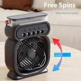 3 In 1 Portable LED Night Lights 3 Speeds Humidifier Fan