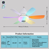 Rgb Living Room Ceiling Fan Lamps Simple Modern Bedroom