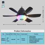 Rgb Living Room Ceiling Fan Lamps Simple Modern Bedroom