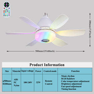 Rgb Living Room Ceiling Fan Lamps Simple Modern Bedroom