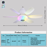 Rgb Living Room Ceiling Fan Lamps Simple Modern Bedroom