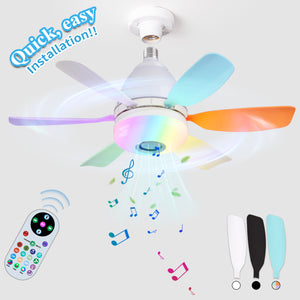 Rgb Living Room Ceiling Fan Lamps Simple Modern Bedroom