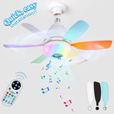 Rgb Living Room Ceiling Fan Lamps Simple Modern Bedroom