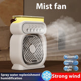 3 In 1 Portable LED Night Lights 3 Speeds Humidifier Fan