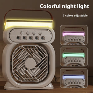 3 In 1 Portable LED Night Lights 3 Speeds Humidifier Fan