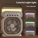 3 In 1 Portable LED Night Lights 3 Speeds Humidifier Fan