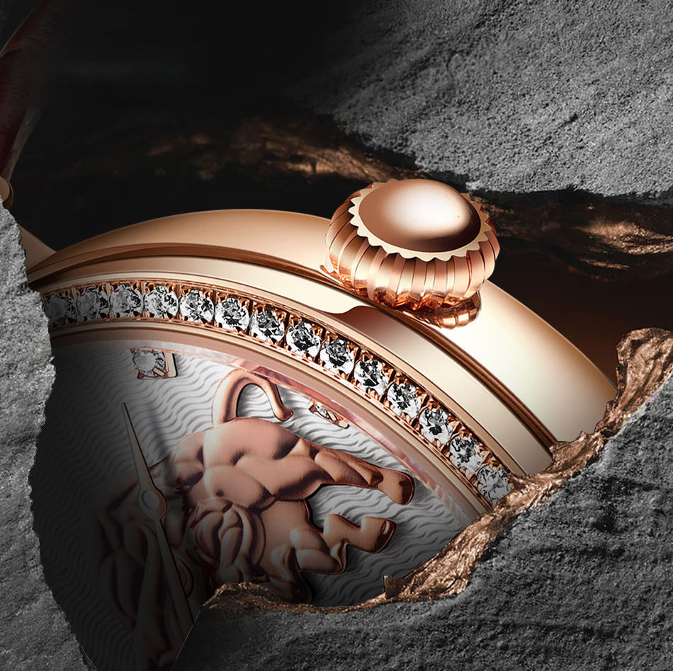 Diamond-embedded Waterproof Mechanical Watch
